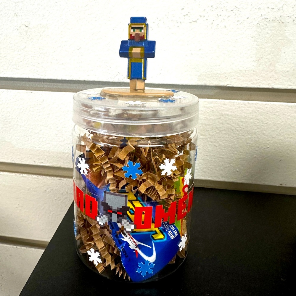 Minecraft Themed Jar with Figure
